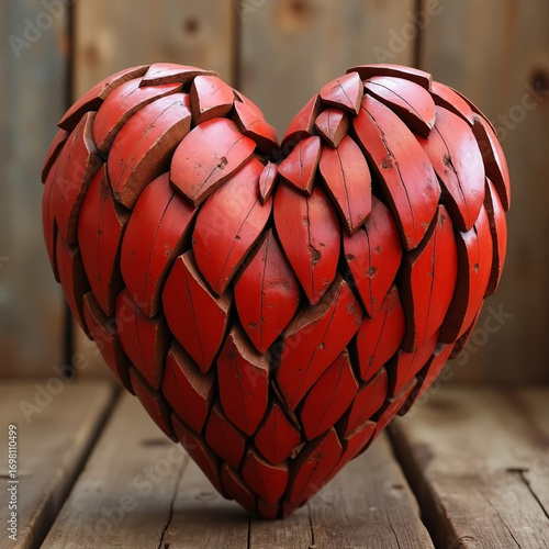Wooden Shingle Heart Sculpture
