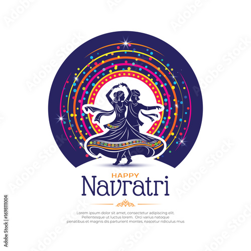 Traditional indian happy navratri dandiya garba night celebration background
