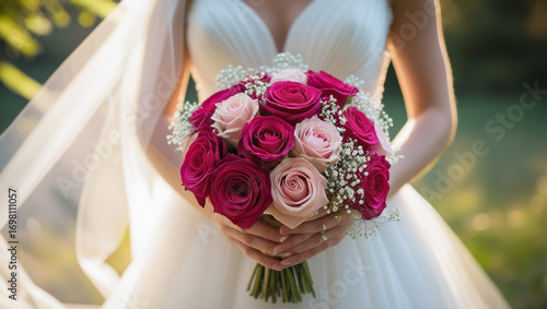 bride and groom holding hands