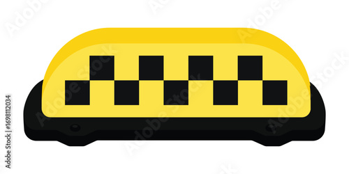 Yellow taxi sign or symbol. Taxi service. Checkered taxi sign
