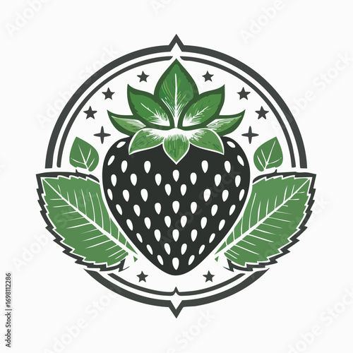 Garden strawberry fruit or strawberries flat color vector icon for food apps and websites