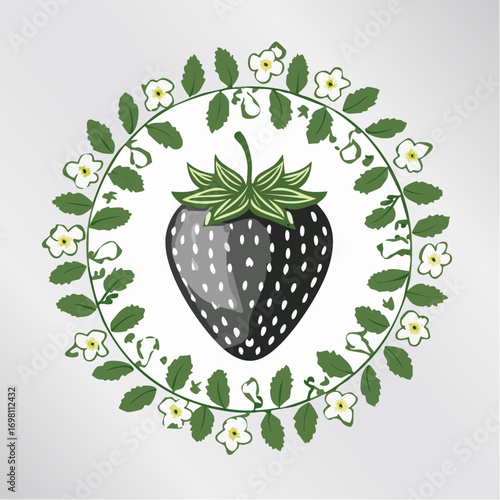 Garden strawberry fruit or strawberries flat color vector icon for food apps and websites