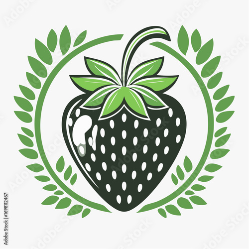 Garden strawberry fruit or strawberries flat color vector icon for food apps and websites
