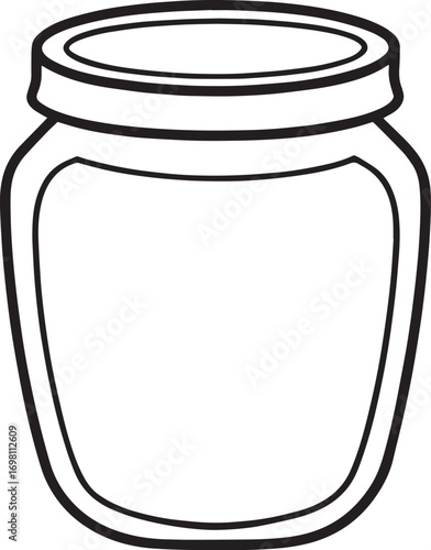 Simple outline drawing of an empty glass jar vector illustration