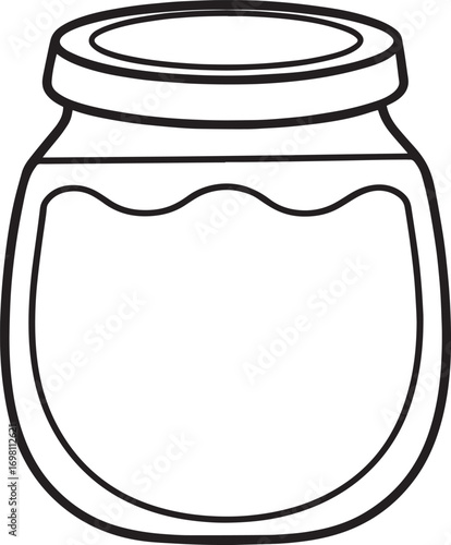 Simple outline drawing of an empty glass jar vector illustration