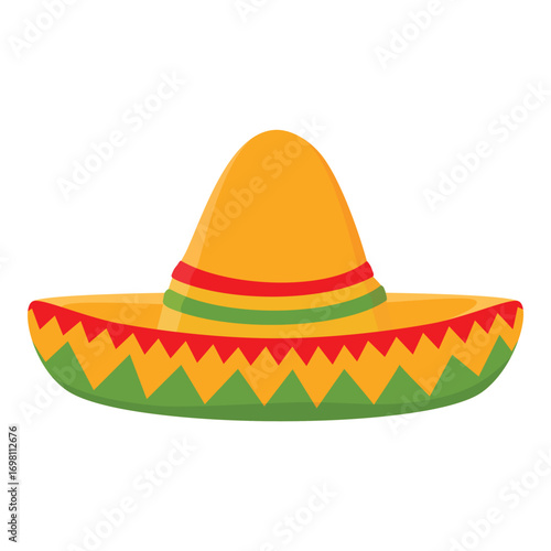 Mexican sombrero hat, isolated on white background