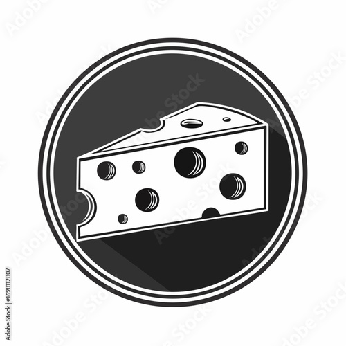 Swiss cheese or emmental cheese flat color icon for food apps and websites