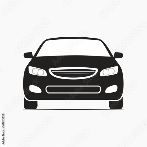 Sedan car, vehicle or automobile front view flat vector icon for apps and websites