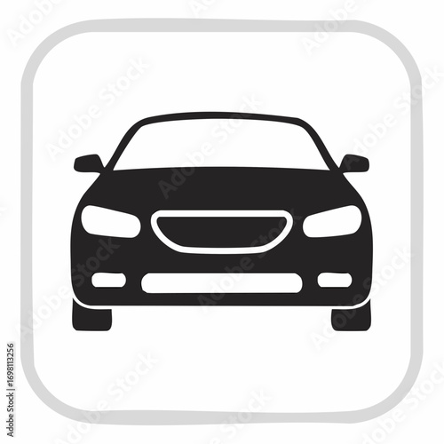 Sedan car, vehicle or automobile front view flat vector icon for apps and websites