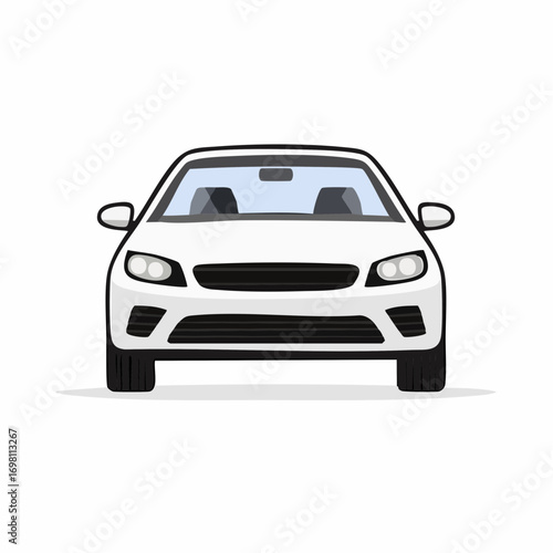 Sedan car, vehicle or automobile front view flat vector icon for apps and websites