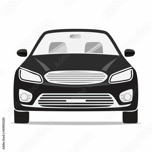 Sedan car, vehicle or automobile front view flat vector icon for apps and websites