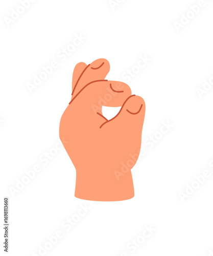 Baby s hand gesture sign on white background. Close-up hand showing okay, perfect, zero, well, good sign