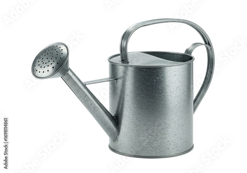 Metal watering can gardening tool isolated on transparent background