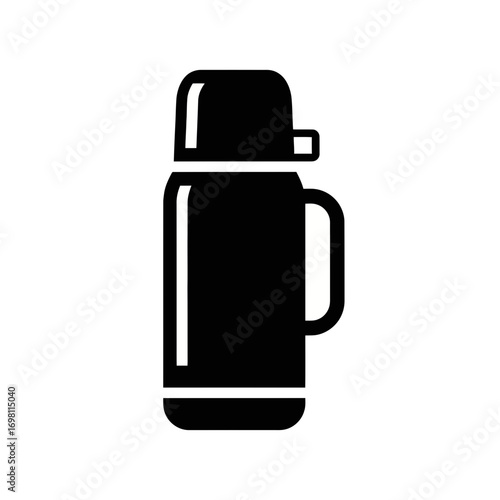 Simple black icon of a thermos flask with a handle