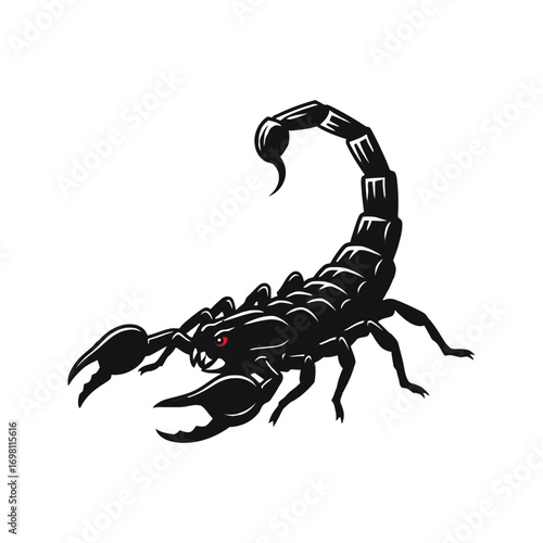 Dangerous Black Scorpion Vector Illustration Isolated.