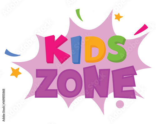 Сolorful cartoon emblem for kids zone or children play area. Children playground area logo, isolated on white background