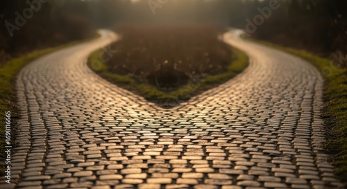 Forked path representing diverging futures and decision making in a natural setting