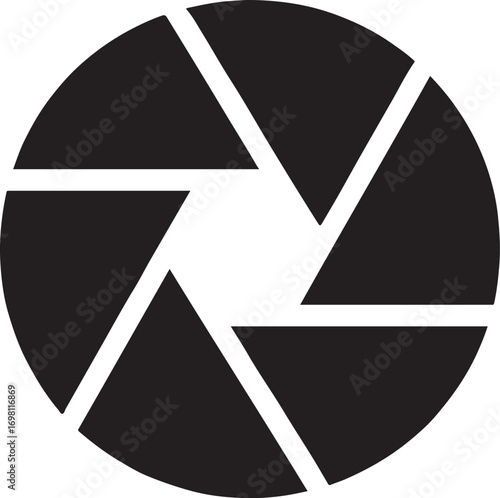 Camera shutter silhouette icon for photography, media, photo, video, and visual content design.