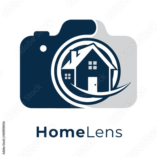HomeLens Real Estate Photography Logo Design.