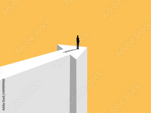 Success, businessman standing on a cliff, progressing