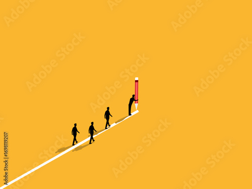 Businessmen charting a path for their colleagues to follow