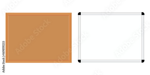 Mangnetic board and cork board for school or office, isolated on white background