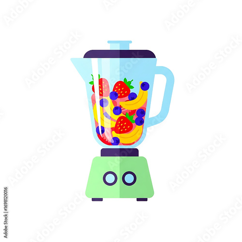 Healthy Smoothie Blender with Fresh Fruits Illustration for Nutrition and Diet