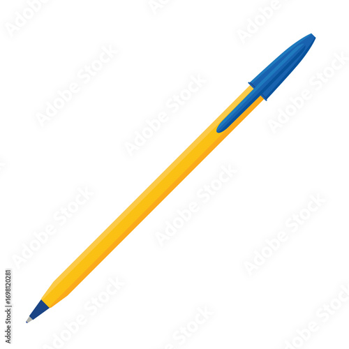 Cheap blue plastic ballpoint pen realistic