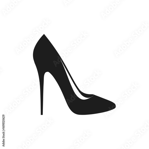 Illustration of a black high heel shoe art on transparent background