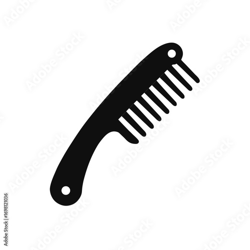 Illustration of a black plastic comb tool on transparent background