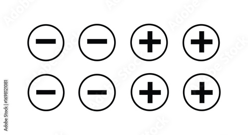 simple diagram showing positive and negative charges interaction