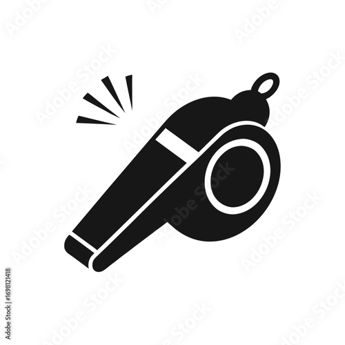 Illustration of a black and white whistle on transparent background