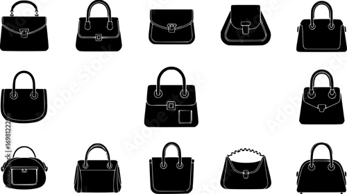 Hand bag icons pack. vector illustrations designs
