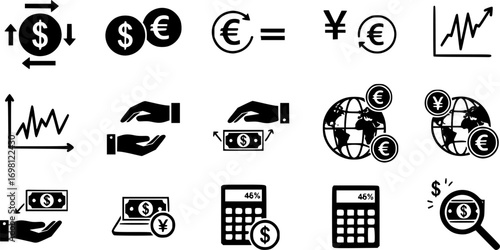 Exchange rate icon vector collection. 