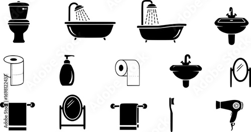 Bathroom icon vector collection. 