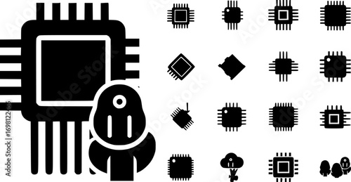 Chip icon vector collection