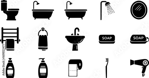 Bathroom icon vector collection. 