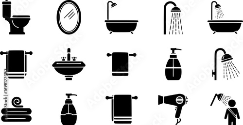 Bathroom icon vector collection. 