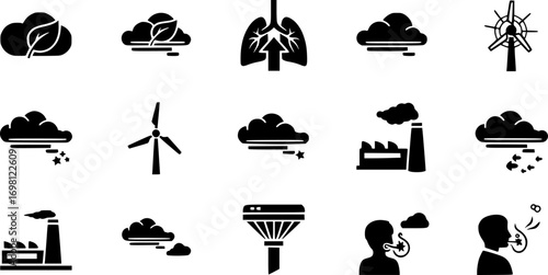 Clean air Icon set. vectors for apps and website designs