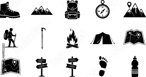 Hiking vector icon symbol. illustration sign collection.
