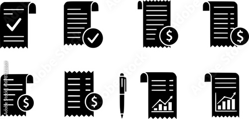Paper receipt icon vector collection. 