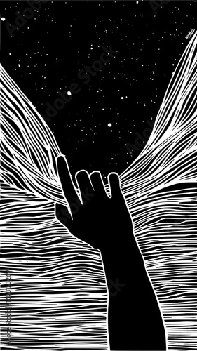 Reach for the stars with this captivating space illustration, offering a cosmic touch, ideal for inspiring themes