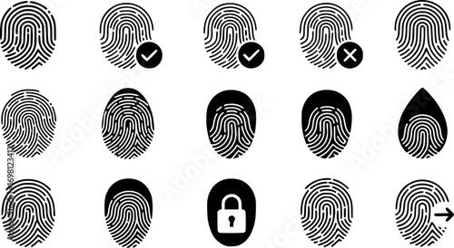 Fingerprint icon Graphic vector set for ui design
