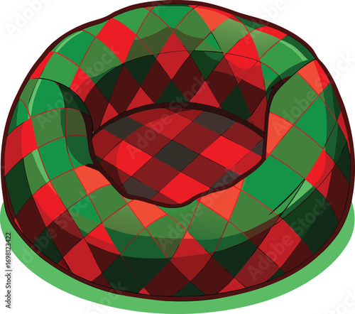 Christmas Pet Care Festive Red Green Dog Bed
