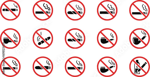 No smoking icon editable vector set
