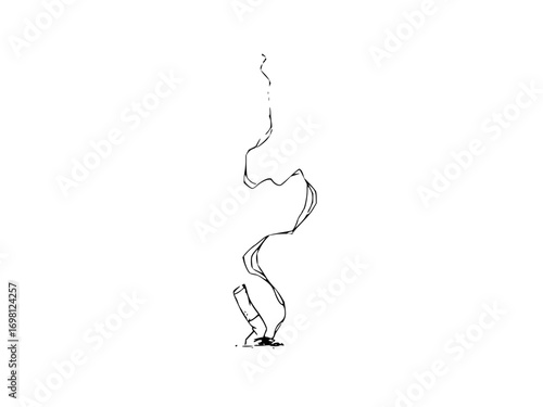 Smoldering cigarette with rising smoke, stylized artistic illustration of addiction and unhealthy habit