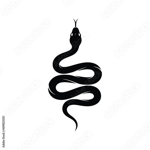 Stylized black snake silhouette vector illustration.
