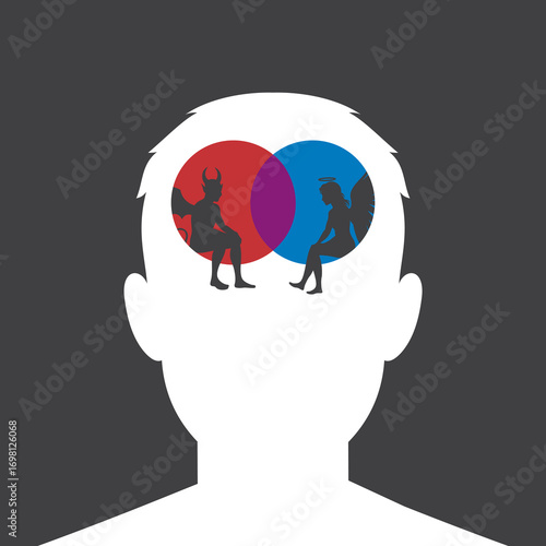between devil and angel vector illustration retro design