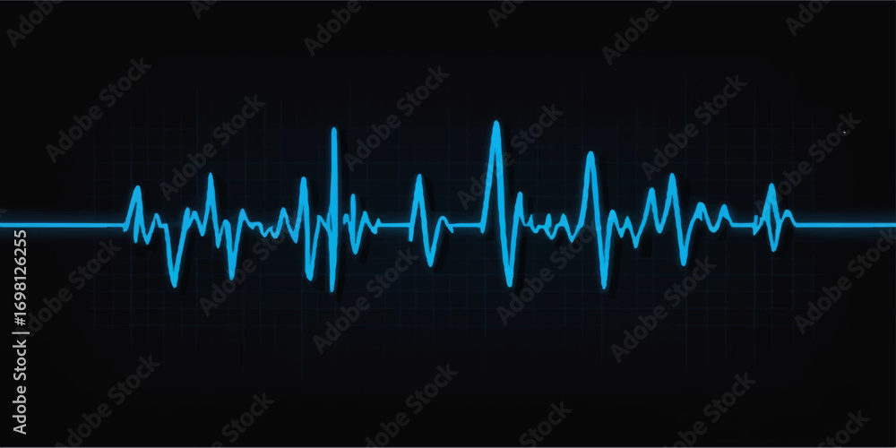 Obraz premium A pulsating cardiogram line on a medical monitor charts the frequency of a human heartbeat