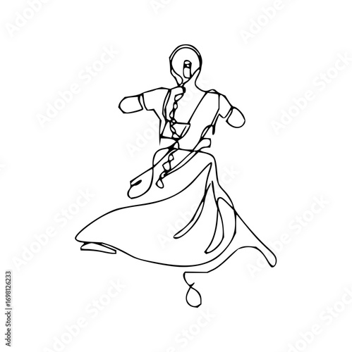 Elegant Indian dancer in flowing traditional attire captures cultural grace and artistic expression